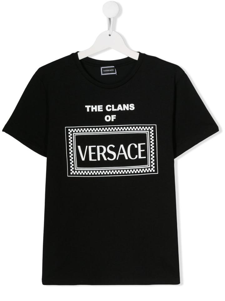 Young Versace Teen Logo Stamp T-shirt - Black