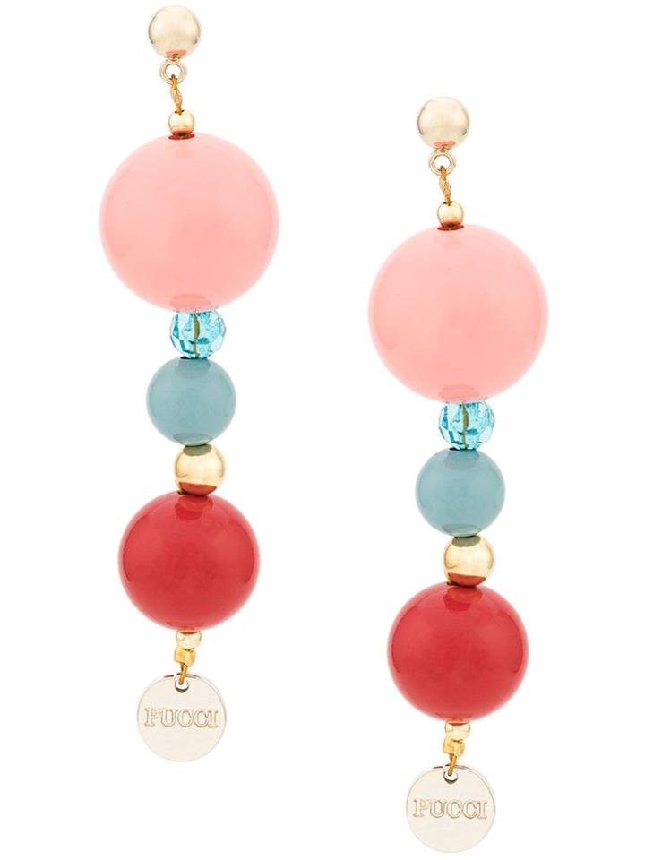 Emilio Pucci Long Beaded Earrings - Pink