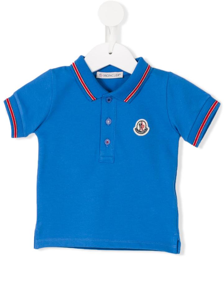 Moncler Kids - Embroidered Logo Polo Shirt - Kids - Cotton/spandex/elastane - 9-12 Mth, Blue