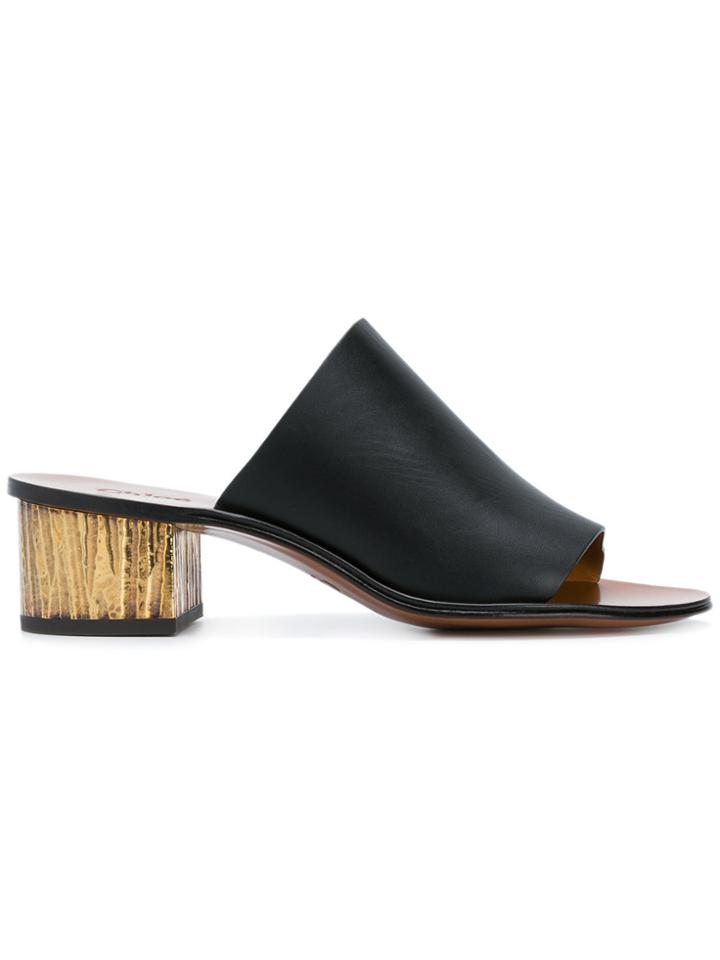 Chloé Low Block Heel Mules - Black