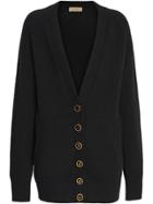 Burberry Logo Button Cashmere Cardigan - Black