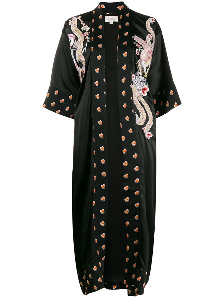 Temperley London Embroidered Heart-print Robe - Black