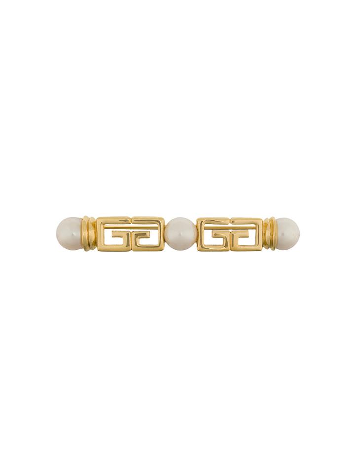 Givenchy Vintage 1980s Vintage Givenchy Faux Pearl Brooch - Metallic