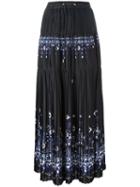 Sacai Tribal Lace Printed Maxi Skirt, Women's, Size: 2, Black, Polyester/rayon/cupro