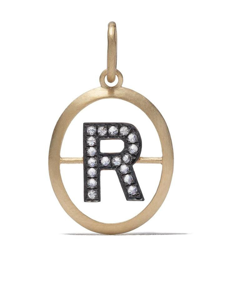 Annoushka 18kt Yellow Gold Diamond Initial R Pendant - 18ct Yellow