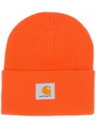 Carhartt Wip Cable Knit Logo Beanie - Orange