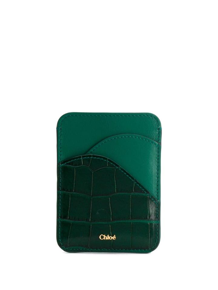 Chloé Croc Effect Cardholder - Green