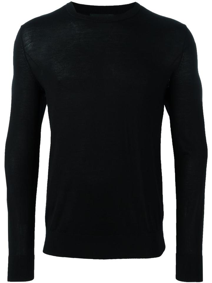 Theory Crew Neck Fine Jumper, Men's, Size: Large, Black, Silk/spandex/elastane/cashmere