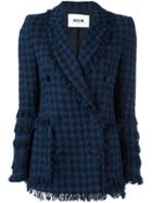 Msgm Houndstooth Pattern Jacket, Women's, Size: 40, Black, Polyester/cotton/polyamide/viscose