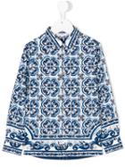 Dolce & Gabbana Kids - Majolica Print Shirt - Kids - Cotton - 4 Yrs, Blue