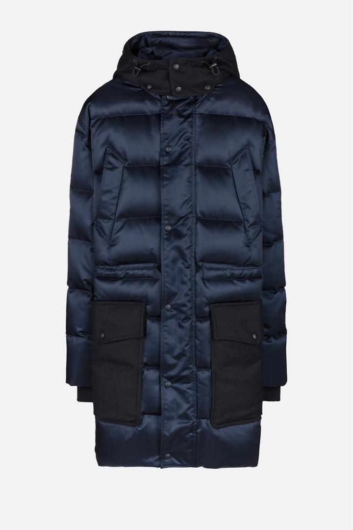Ami Alexandre Mattiussi Oversized Padded Coat, Men's, Size: Xs, Blue, Polyamide/polyester/acetate