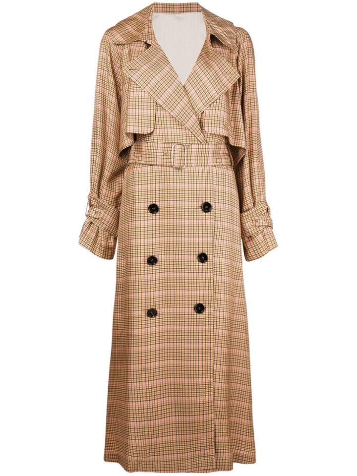 Golden Goose Deluxe Brand Checked Trench Coat - Brown