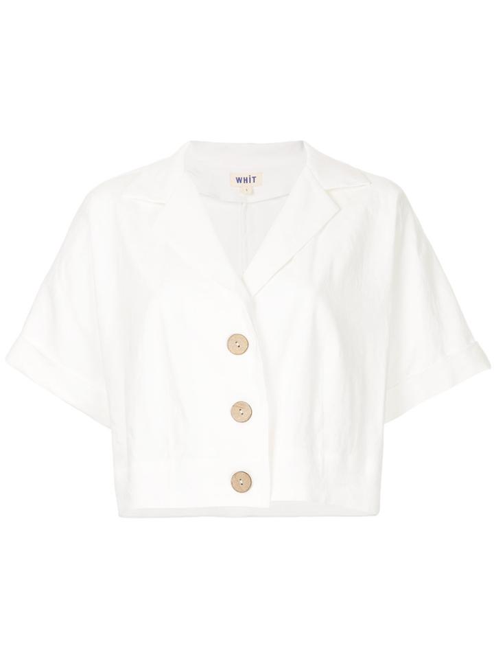 Whit Open Collar Shirt - White
