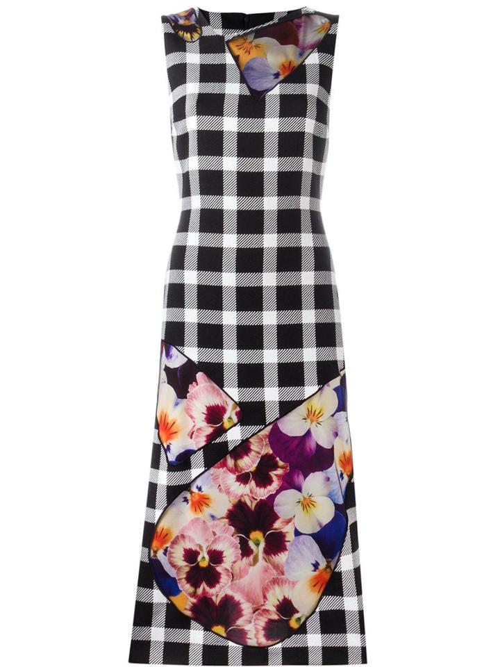 Christopher Kane Check Pansy Panel Dress, Women's, Size: 44, Black, Virgin Wool/polyester/polyamide/silk