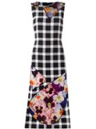 Christopher Kane Check Pansy Panel Dress, Women's, Size: 44, Black, Virgin Wool/polyester/polyamide/silk