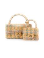 Chanel Vintage Set Of Two Tweed Totes, Women's, Yellow/orange