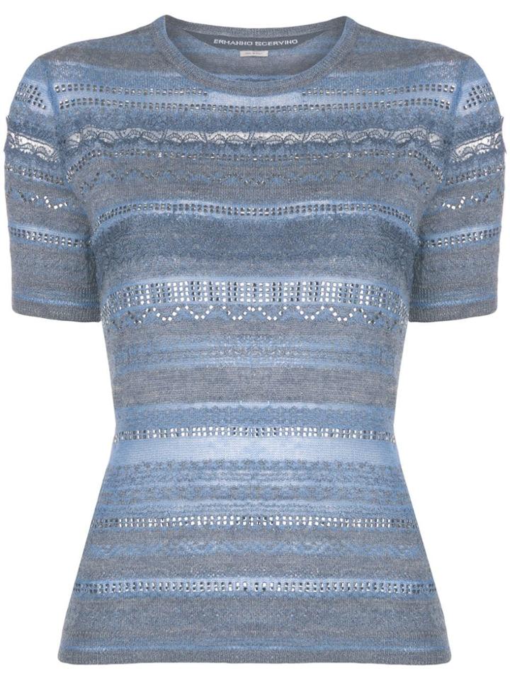 Ermanno Scervino Embellished Knitted Top - Blue