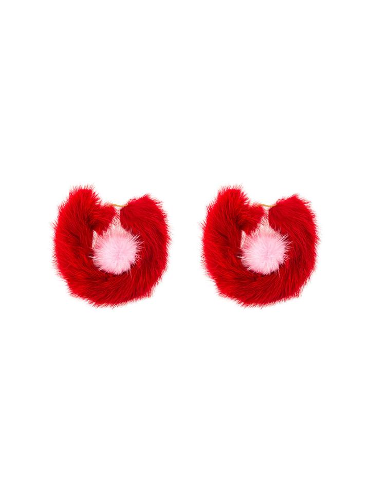 Wild And Woolly Red Rendezvous Fur Earrings
