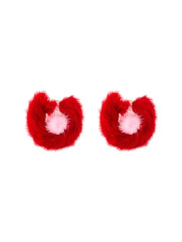 Wild And Woolly Red Rendezvous Fur Earrings