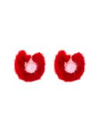 Wild And Woolly Red Rendezvous Fur Earrings