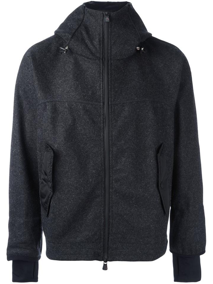 Moncler Grenoble Hooded Jacket, Men's, Size: Large, Grey, Virgin Wool/polyester/polyamide/feather Down
