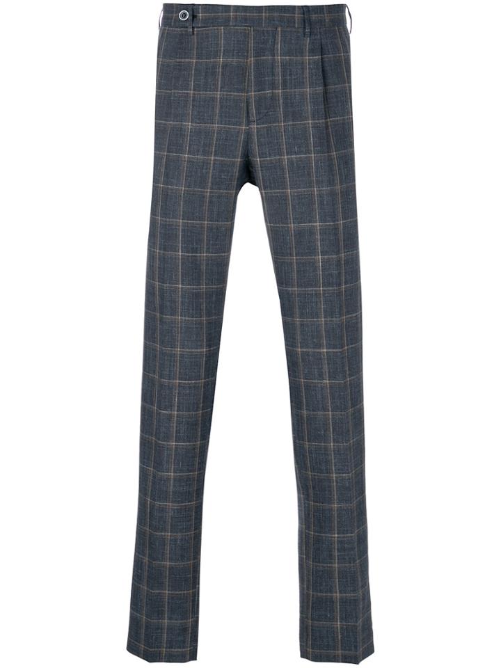 Berwich Checked Tailored Trousers - Blue