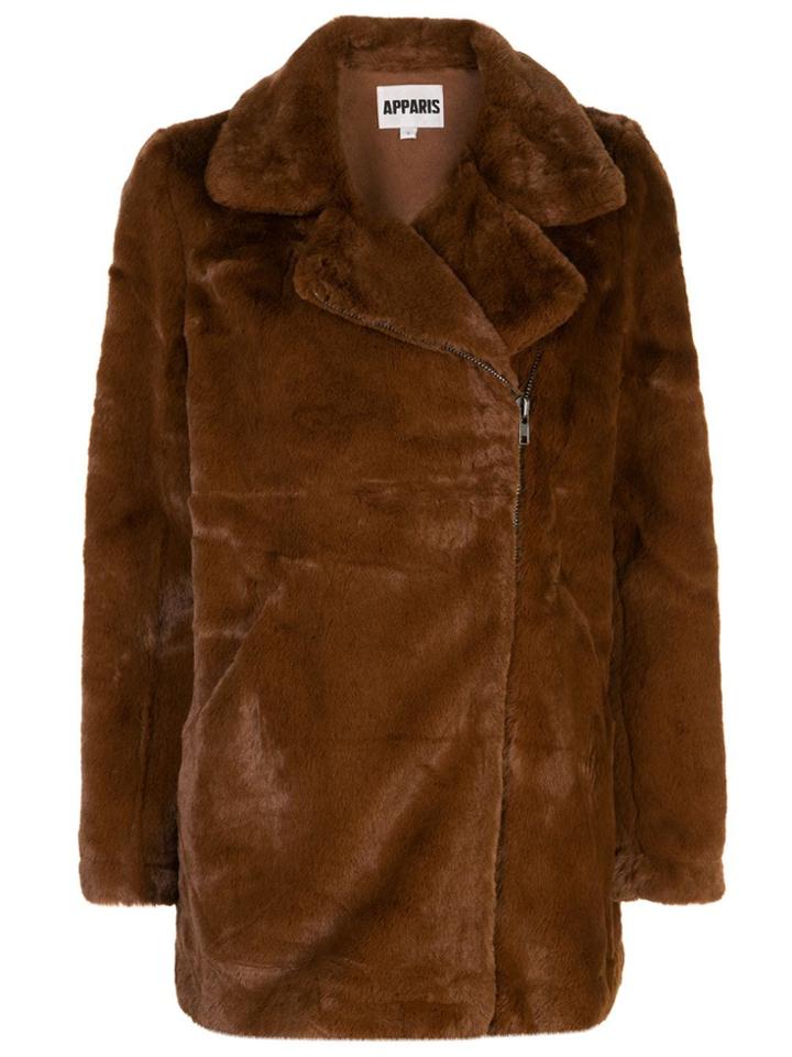 Apparis Rose Midi Biker Jacket - Brown