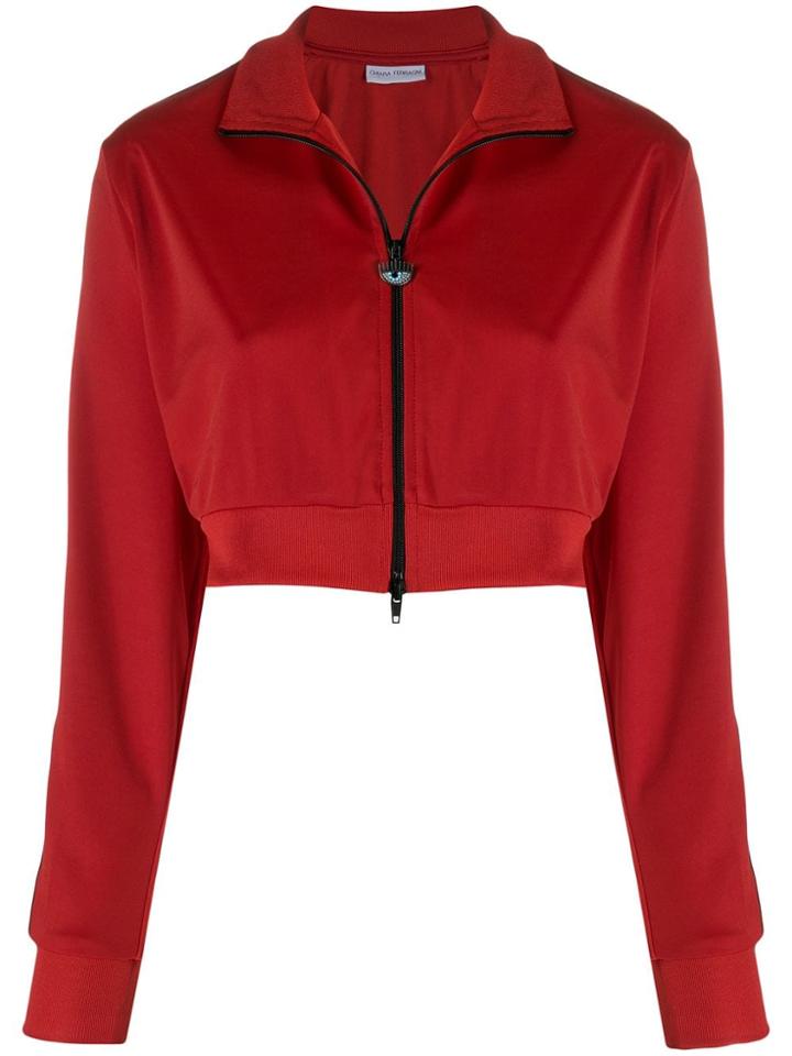 Chiara Ferragni Rosso Cropped Sports Jacket - Red