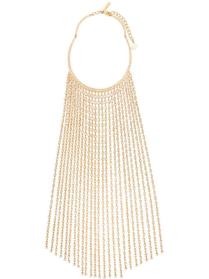 Oscar De La Renta Long Tendril Crystal Necklace - Yellow & Orange