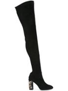 René Caovilla Studded Thigh Length Boots