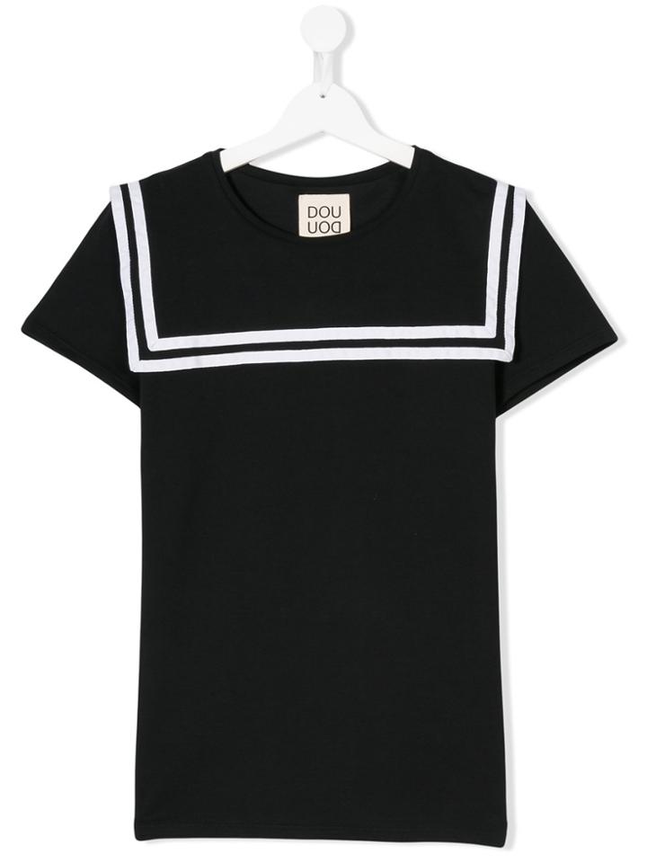 Douuod Kids Teen Sailor Stripe T-shirt - Black
