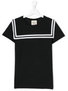 Douuod Kids Teen Sailor Stripe T-shirt - Black