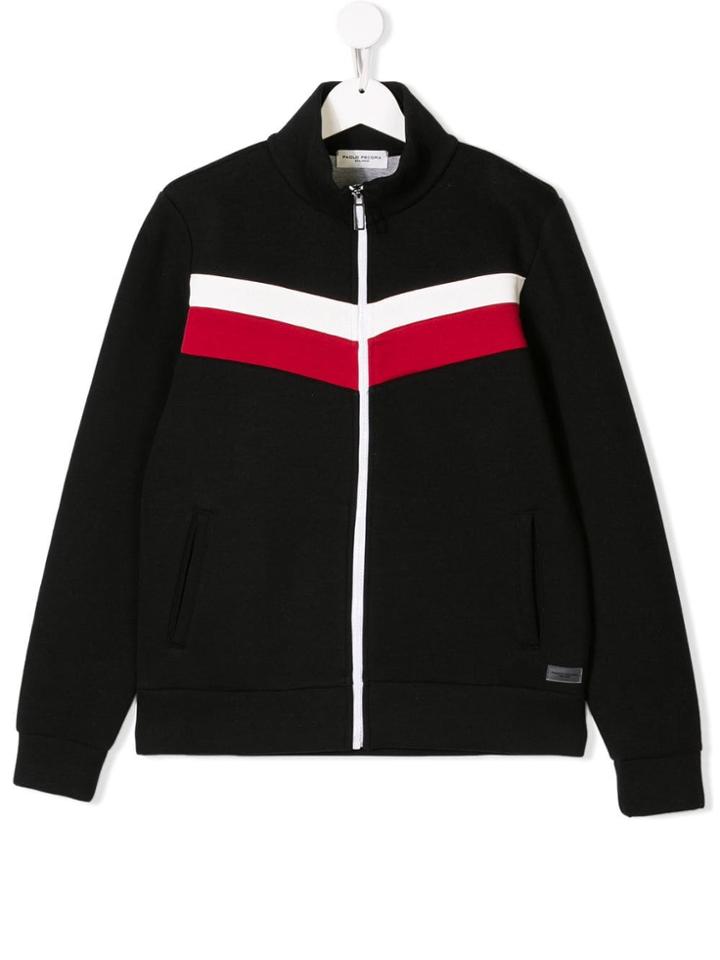 Paolo Pecora Kids Teen Chevron Stripe Track Top - Black