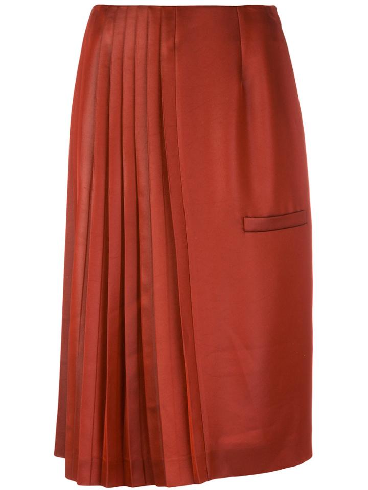 Marco De Vincenzo Side Pleated Midi Skirt - Brown