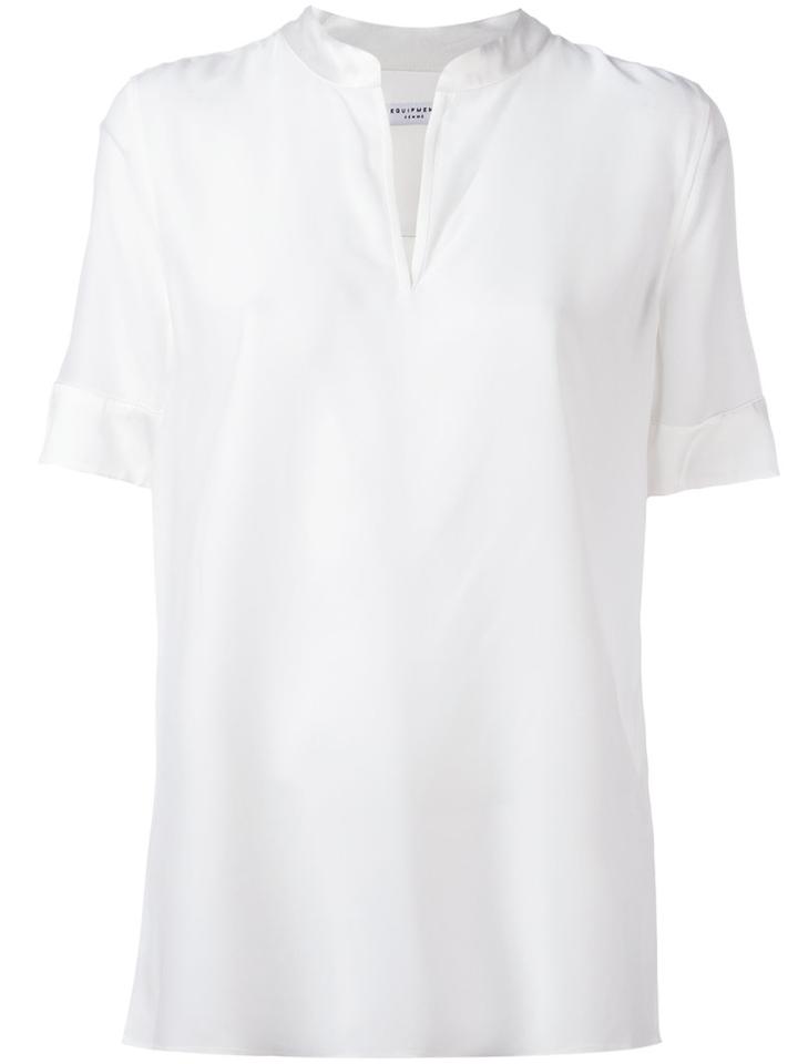 Equipment V-neck T-shirt, Women's, Size: Small, White, Silk