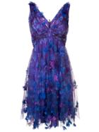 Marchesa Notte 3d Floral Overlay Cocktail Dress - Purple