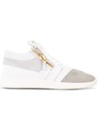 Giuseppe Zanotti Design Runner Mid-top Sneakers, Men's, Size: 39, White, Leather/rubber/calf Leather/calf Suede