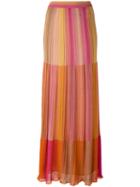 M Missoni - Long Metallic Knit Stripe Skirt - Women - Polyamide/viscose/metal - 38, Women's, Yellow/orange, Polyamide/viscose/metal