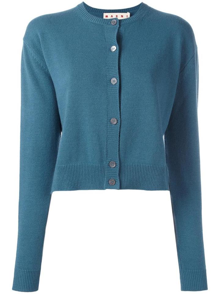 Marni Crew Neck Cardigan, Women's, Size: 42, Blue, Cashmere/wool
