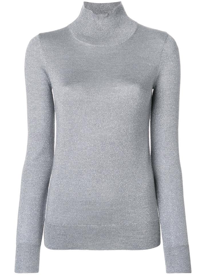 Joseph - Lurex High Neck Sweater - Women - Polyamide/cupro/merino/metallic Fibre - Xs, Grey, Polyamide/cupro/merino/metallic Fibre