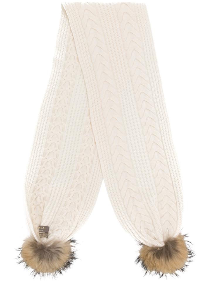N.peal Pom Pom Cable Scarf - White