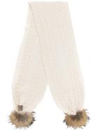 N.peal Pom Pom Cable Scarf - White