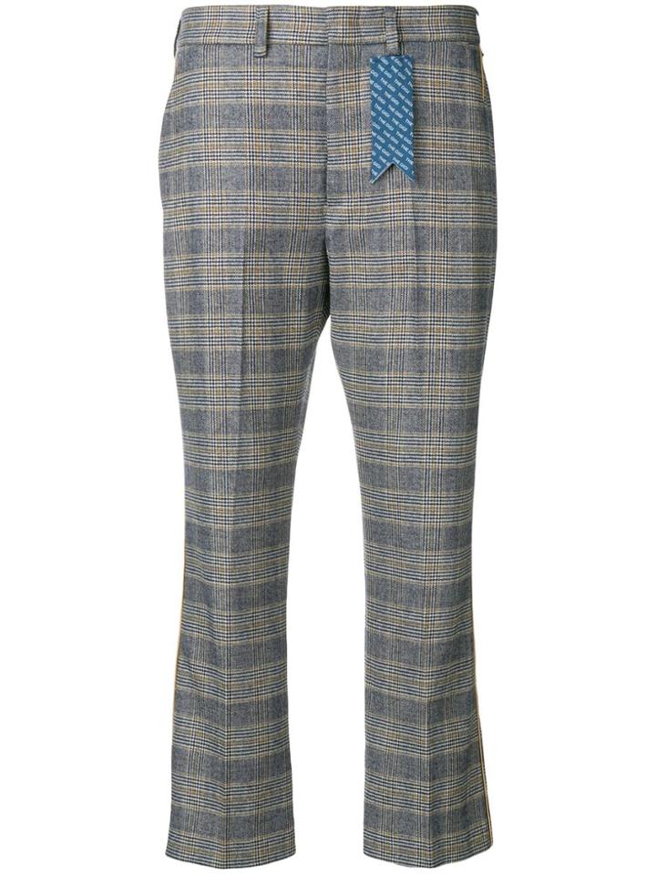 The Gigi Plaid Cropped Trousers - Grey
