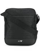 Armani Jeans Jacquard Logo Messenger Bag - Black