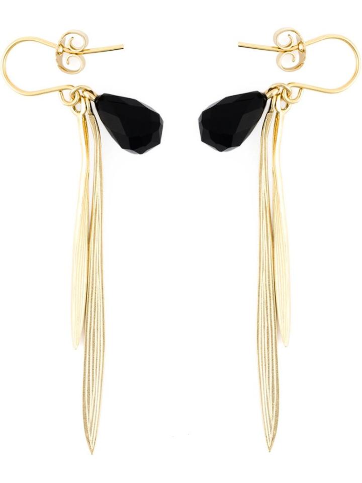Wouters & Hendrix 'bamboo' Onyx Earrings, Women's, Metallic