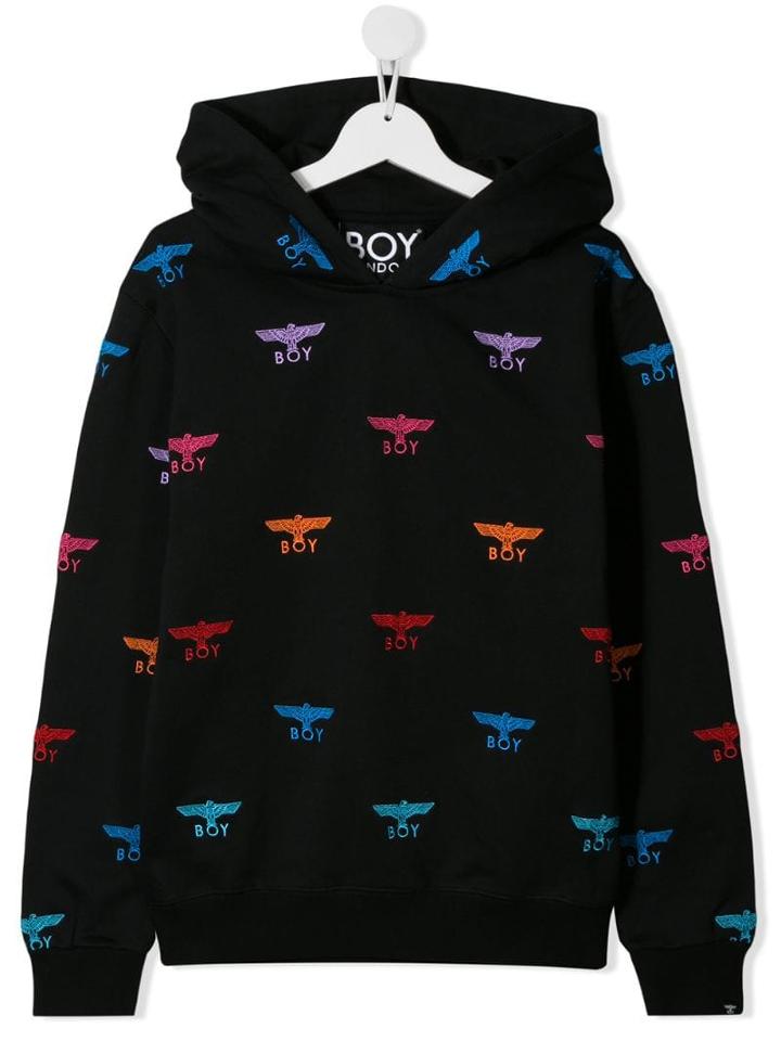 Boy London Kids Teen Monogram Print Hoodie - Black