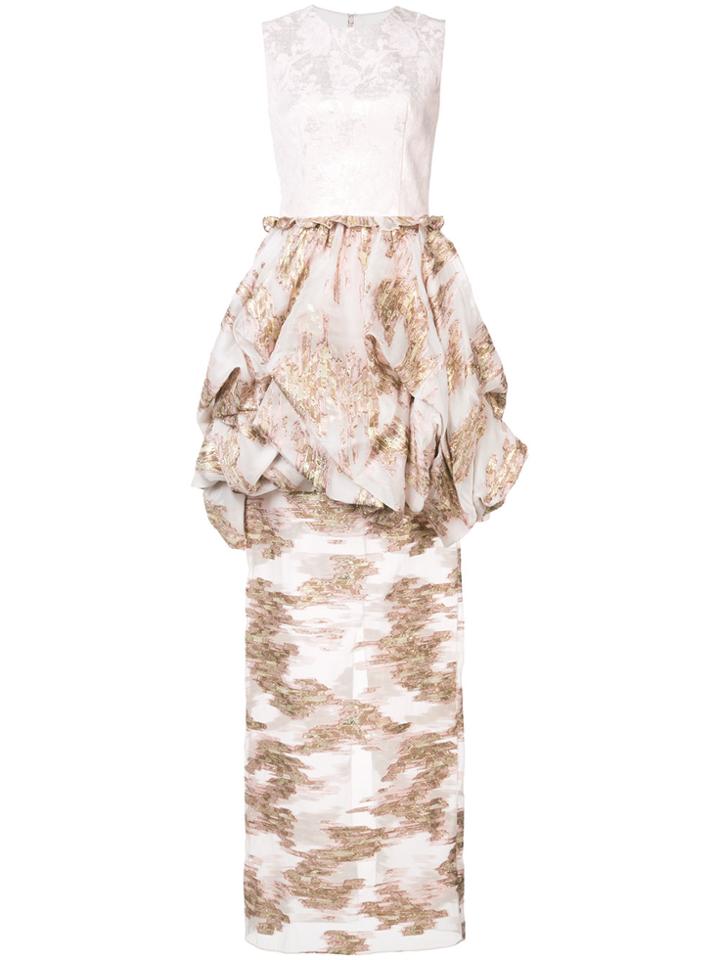 Christian Siriano Fitted Jacquard Dress - Pink & Purple