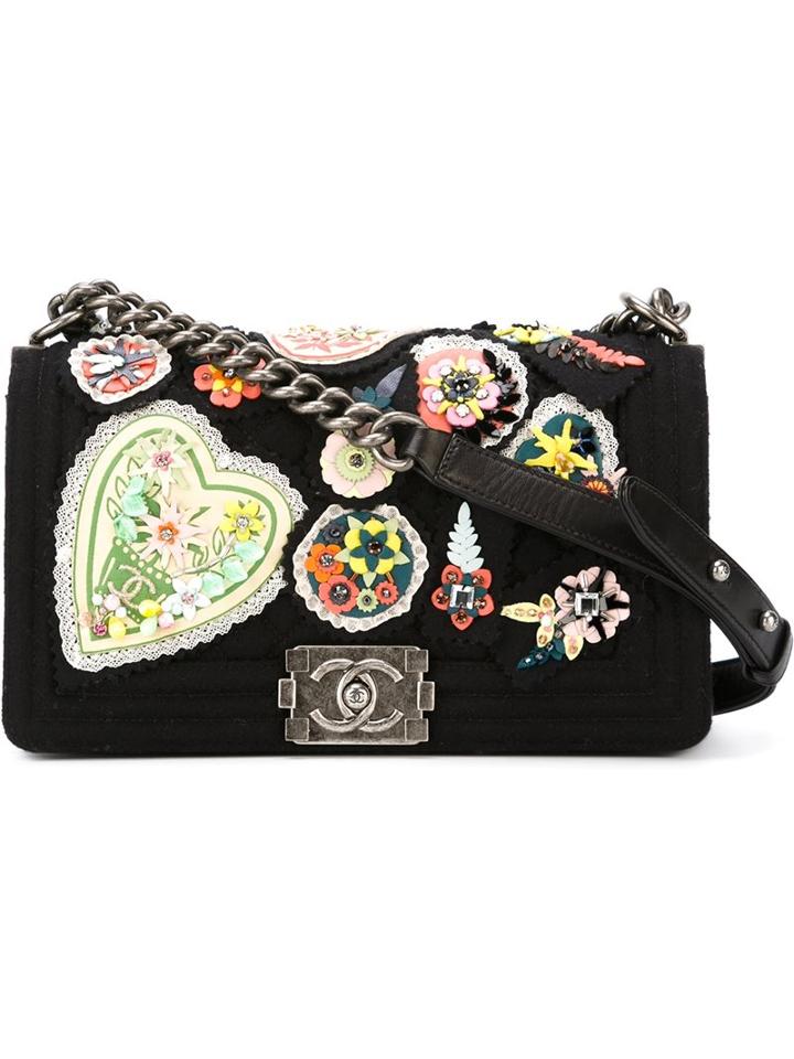 Chanel Vintage Floral Applique 'boy' Shoulder Bag