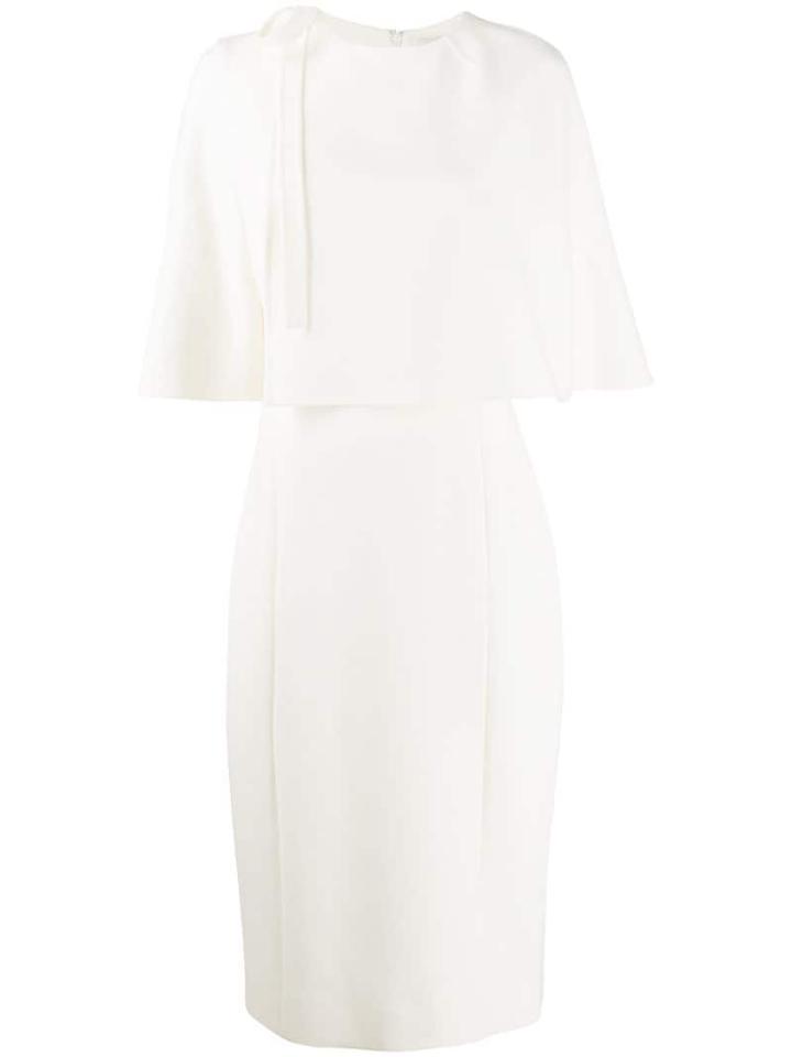 Oscar De La Renta Cape-detail Midi Dress - White