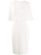 Oscar De La Renta Cape-detail Midi Dress - White